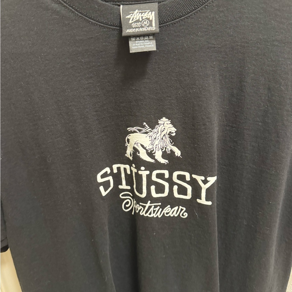 Stussy Black Short-Sleeve Tee with White Logo